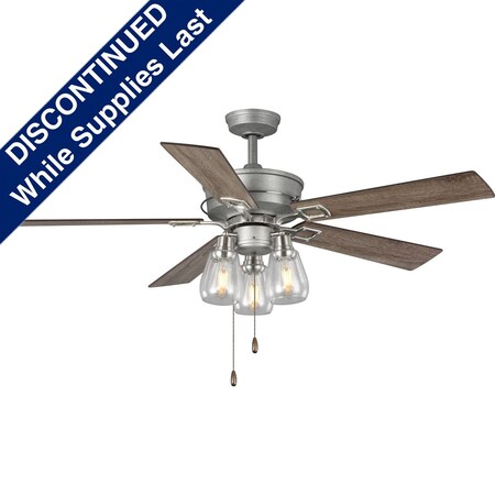 Progress Lighting Teasley Collection 56" Five-Blade Ceiling Fan With Glass Shades P250004-141